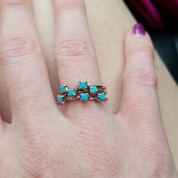 Turquoise Sterling Silver Stackable Rings - Picture 1 of 2